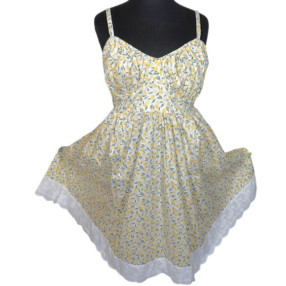 torrid Dresses & Skirts - Torrid Retro Chic Lemon Print Cotton Blend Fit Flare Side Pocket Dress Size 18